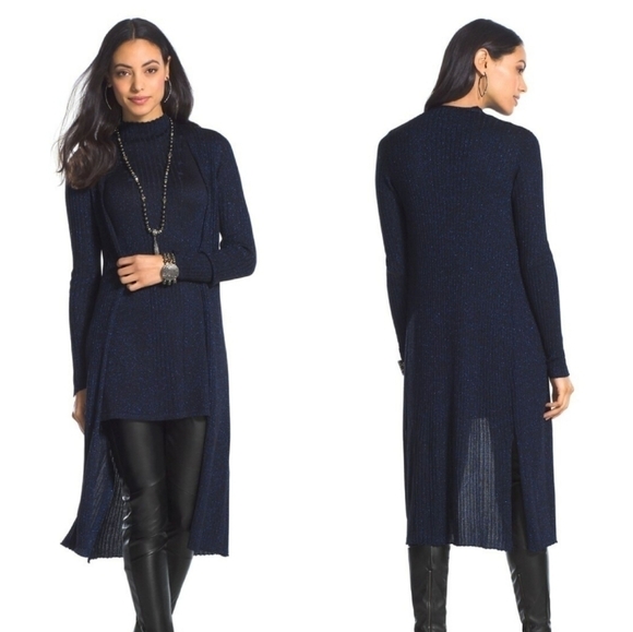 CHICO'S Black Label shimmer open front cardigan lightweight - Picture 1 of 7